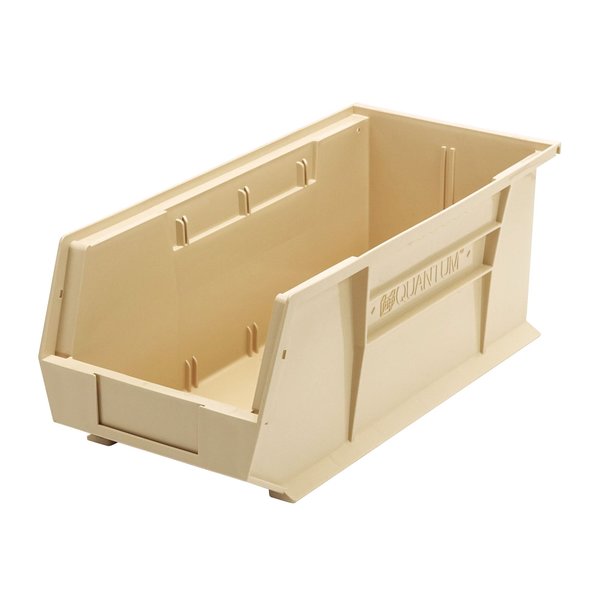 Quantum Storage Systems 80 lb Hang & Stack Storage Bin, Polypropylene, 8-1/4 in W, 7 in H, 18 in L, Ivory QUS248IV